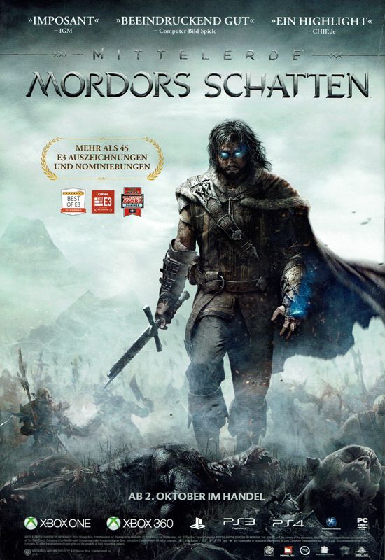 Middle-earth: Shadow of Mordor Magazine Advertisement (Magazine Advertisements): GameStar (Germany), Issue 10/2014