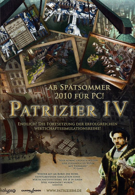 Patrician IV: Conquest by Trade Magazine Advertisement (Magazine Advertisements): GameStar (Germany), Issue 07/2010