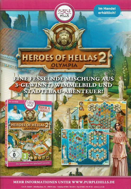 Heroes of Hellas 2: Olympia Magazine Advertisement (Magazine Advertisements): GameStar (Germany), Issue 08/2010
