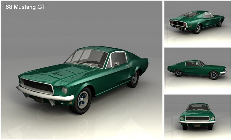 Ford Racing 2 Render (Ford Racing Evolution Preview Code EPK): '68 Mustang GT from Bullitt