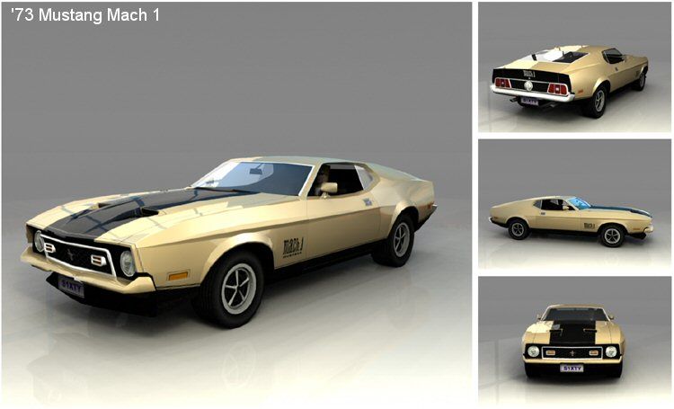 Ford Racing 2 Render (Ford Racing Evolution Preview Code EPK): '73 Mustang Mach 1 from Gone in 60 Seconds (1974)