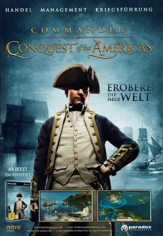 Commander: Conquest of the Americas Magazine Advertisement (Magazine Advertisements): GameStar (Germany), Issue 09/2010