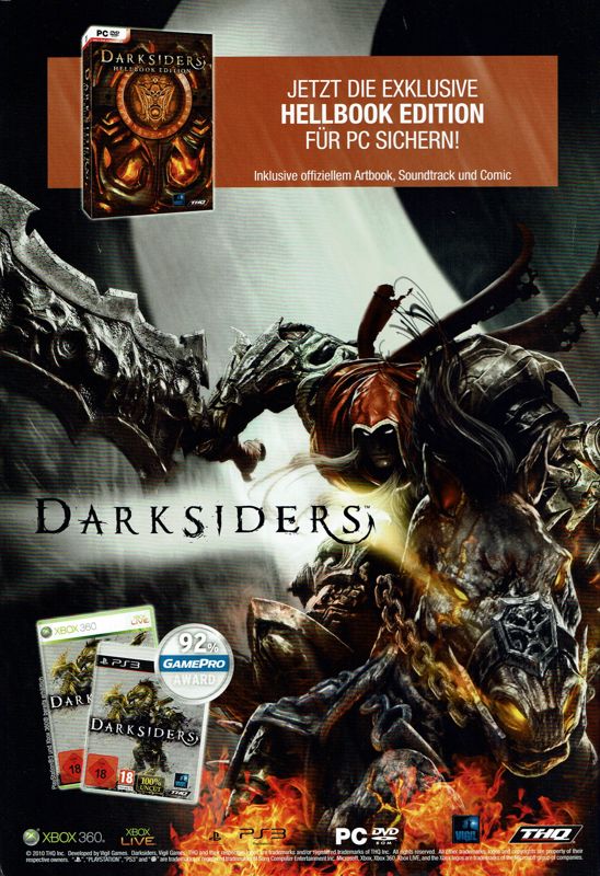 Darksiders Magazine Advertisement (Magazine Advertisements): GameStar (Germany), Issue 08/2010
