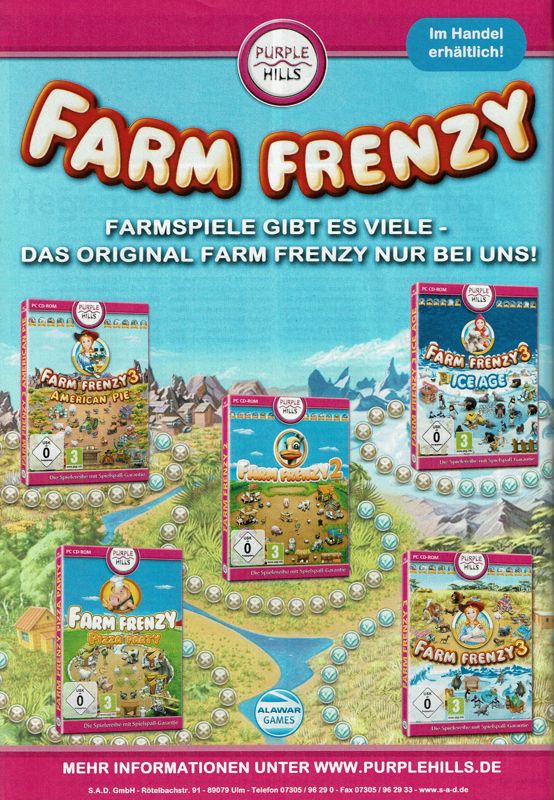 Farm Frenzy 2 Magazine Advertisement (Magazine Advertisements): GameStar (Germany), Issue 09/2010