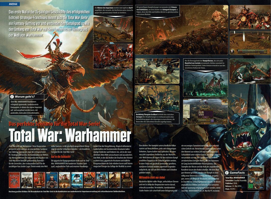 Total War: Warhammer Magazine Advertisement (Magazine Advertisements): GameStar (Germany), Issue 05/2016