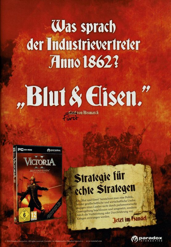 Victoria II Magazine Advertisement (Magazine Advertisements): GameStar (Germany), Issue 10/2010