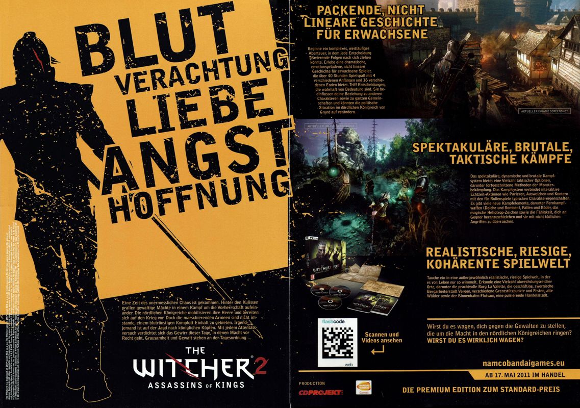 The Witcher 2: Assassins of Kings Magazine Advertisement (Magazine Advertisements): PC Games (Germany), Issue 05/2011