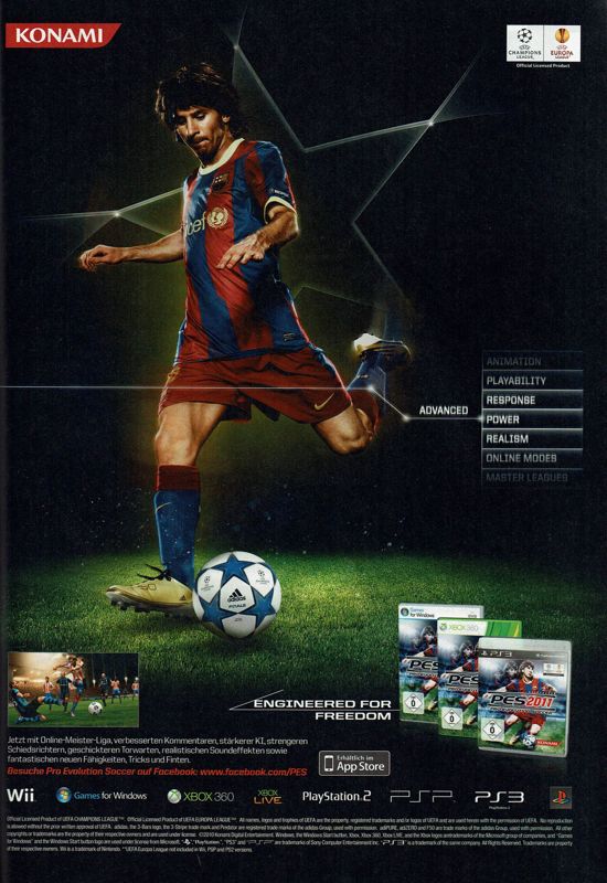 PES 2011: Pro Evolution Soccer Magazine Advertisement (Magazine Advertisements): GameStar (Germany), Issue 11/2010
