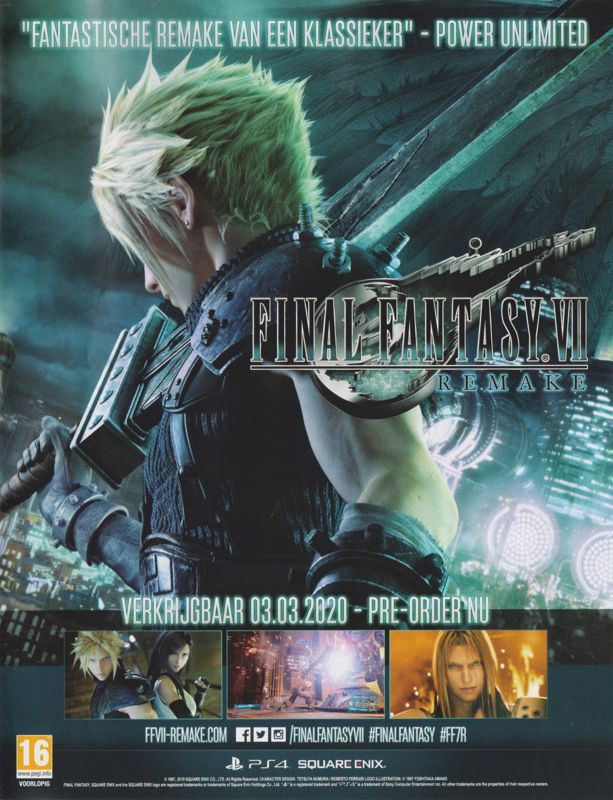 Final Fantasy VII: Remake Magazine Advertisement (Magazine Advertisements): Power Unlimited (Netherlands), August 2019 Page 99