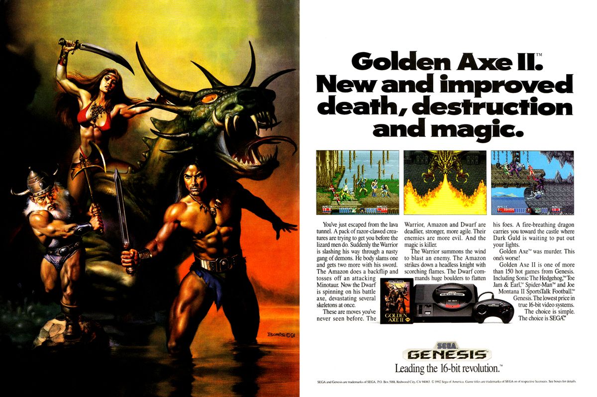 Golden Axe II Magazine Advertisement (Magazine Advertisements): GamePro (United States), February 1992