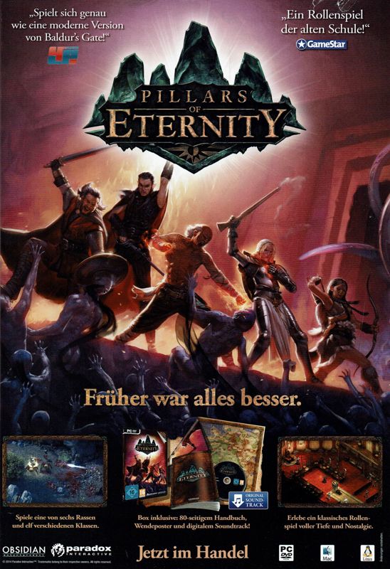Pillars of Eternity Magazine Advertisement (Magazine Advertisements): GameStar (Germany), Issue 04/2015