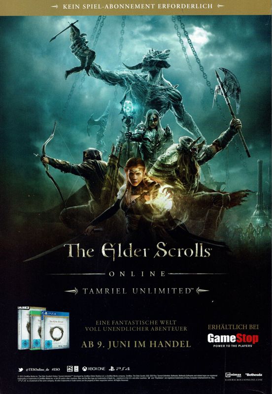 The Elder Scrolls Online: Tamriel Unlimited Magazine Advertisement (Magazine Advertisements): GameStar (Germany), Issue 06/2015