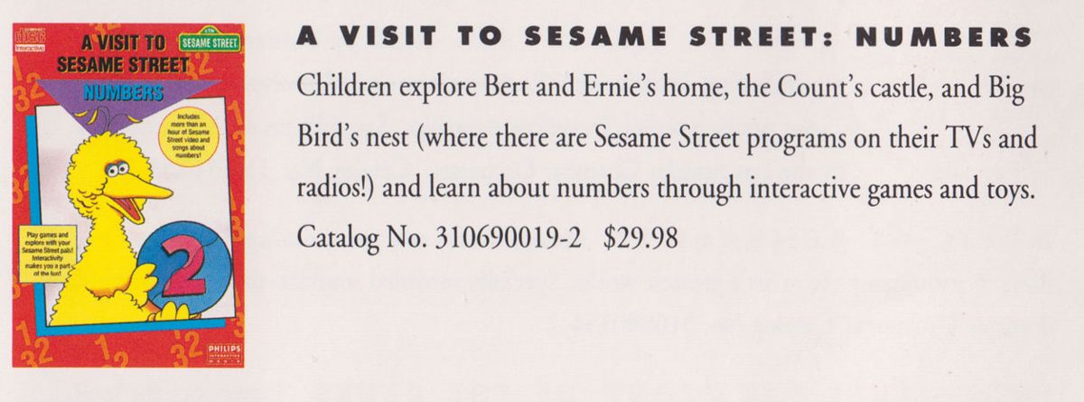 A Visit to Sesame Street: Numbers Catalogue (Catalogue Advertisements): Philips CD-i Catalog 1992