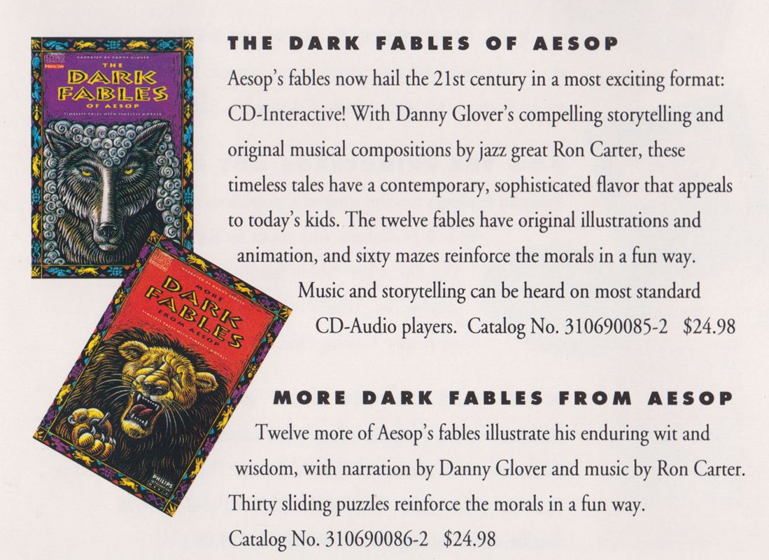 The Dark Fables of Aesop Catalogue (Catalogue Advertisements): Philips CD-i Catalog 1992
