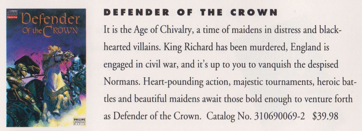Defender of the Crown Catalogue (Catalogue Advertisements): Philips CD-i Catalog 1992
