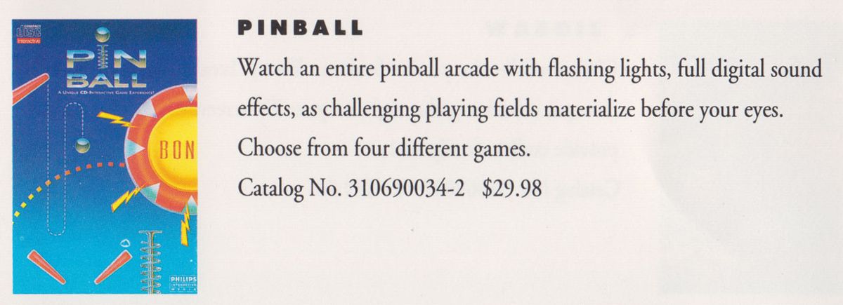 Pinball Catalogue (Catalogue Advertisements): Philips CD-i Catalog 1992