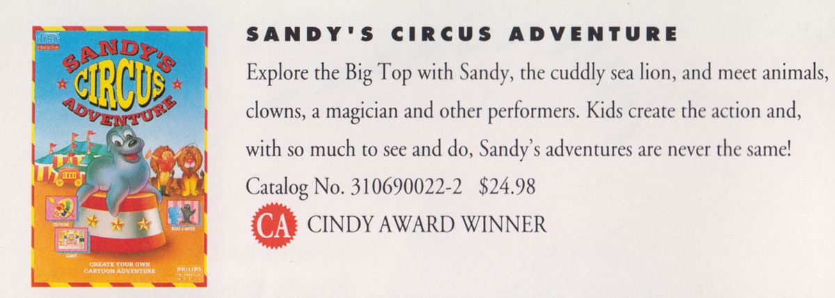 Sandy's Circus Adventure Catalogue (Catalogue Advertisements): Philips CD-i Catalog 1992