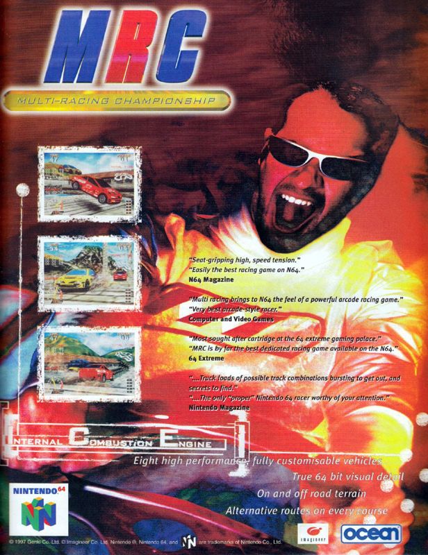 MRC: Multi-Racing Championship Magazine Advertisement (Magazine Advertisements): 64 extreme (UK), Issue #7 (Oct/Nov 1997)