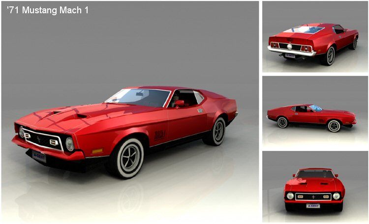 Ford Racing 2 Render (Ford Racing Evolution Preview Code EPK): '71 Mustang Mach 1 from Diamonds Are Forever