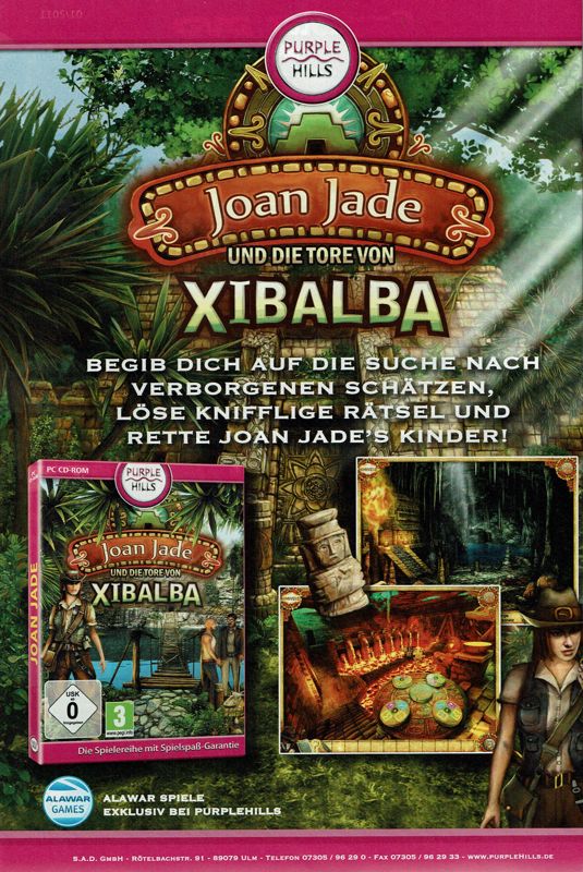 Joan Jade and the Gates of Xibalba Magazine Advertisement (Magazine Advertisements): GameStar (Germany), Issue 01/2011