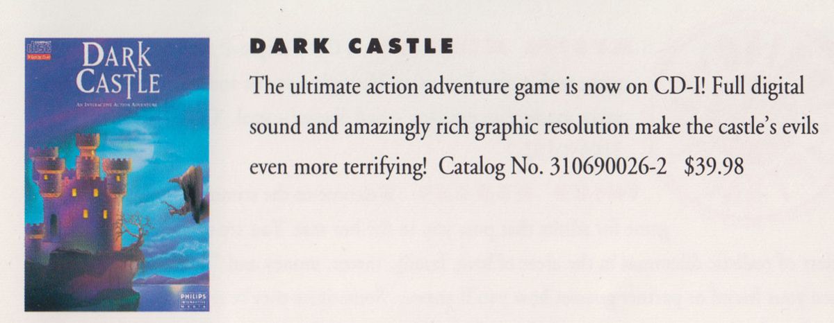 Dark Castle Catalogue (Catalogue Advertisements): Philips CD-i Catalog 1992