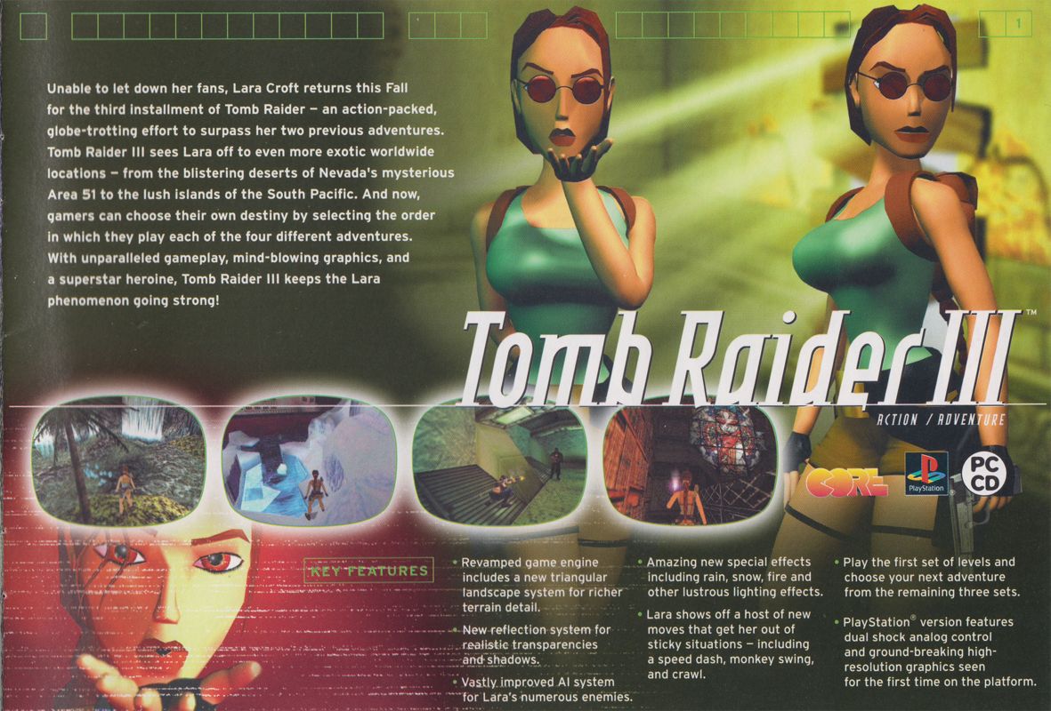 Tomb Raider III: Adventures of Lara Croft Catalogue (Catalogue Advertisements): Eidos Interactive Product Catalog, circa 2000