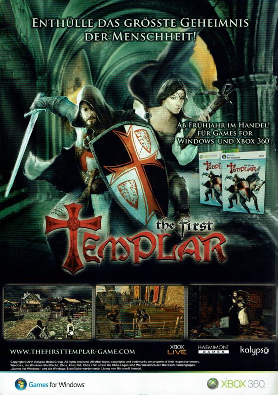 The First Templar Magazine Advertisement (Magazine Advertisements): GameStar (Germany), Issue 03/2011