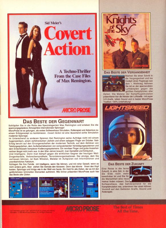 Sid Meier's Covert Action Magazine Advertisement (Magazine Advertisements): ASM (Germany), Issue 01/1991