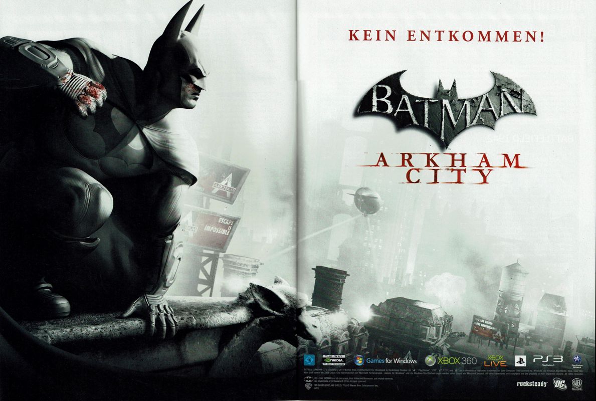 Batman: Arkham City Magazine Advertisement (Magazine Advertisements): PC Games (Germany), Issue 11/2011