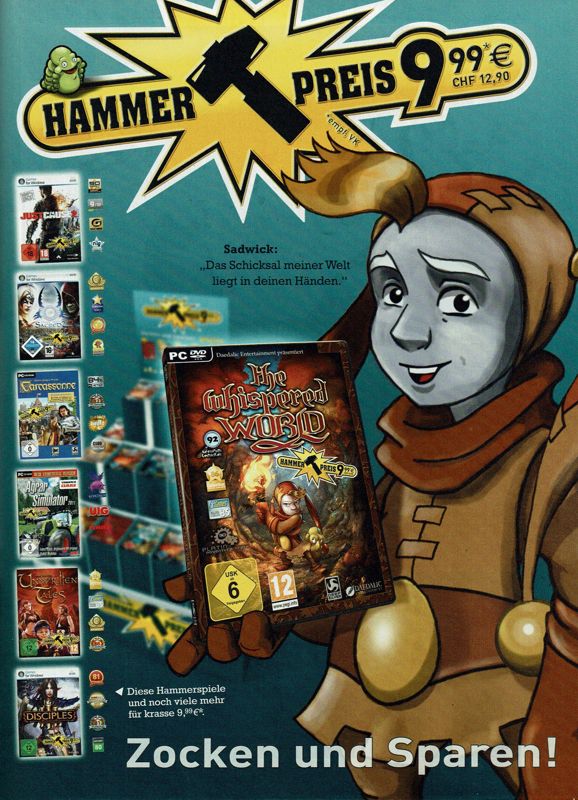 The Whispered World Magazine Advertisement (Magazine Advertisements): PC Games (Germany), Issue 01/2012