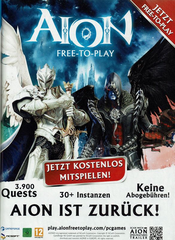 Aion Magazine Advertisement (Magazine Advertisements): PC Games (Germany), Issue 04/2012