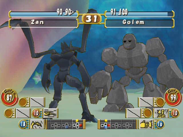 Monster Rancher 3 Screenshot (Tecmo 2001 E3 Press kit): Zan VS Golem