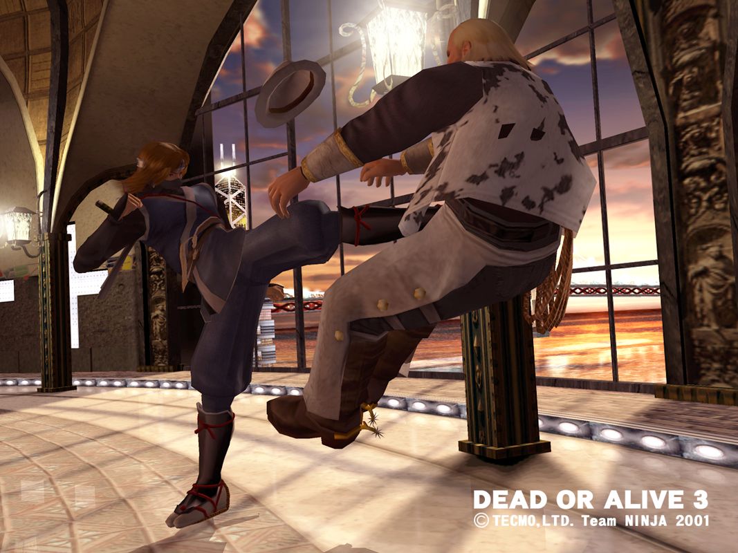 Dead or Alive 3 Screenshot (Tecmo 2001 E3 Press kit): Hayate vs Bass (E3)