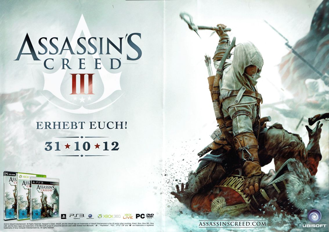 Assassin's Creed III Magazine Advertisement (Magazine Advertisements): PC Games (Germany), Issue 10/2012 Part 2
