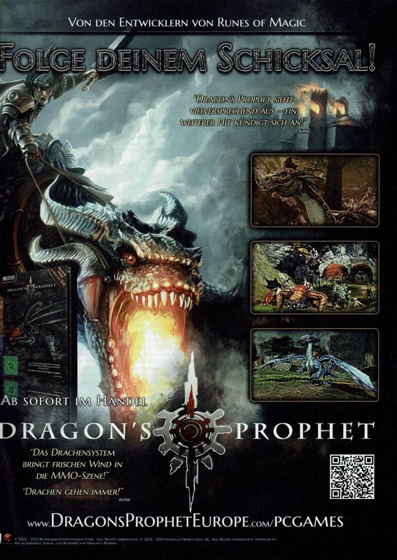 Dragon's Prophet Magazine Advertisement (Magazine Advertisements): PC Games (Germany), Issue 07/2013