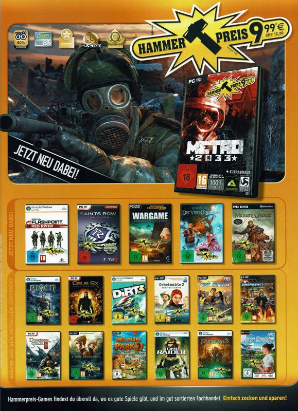 Metro 2033 Magazine Advertisement (Magazine Advertisements): PC Games (Germany), Issue 06/2013