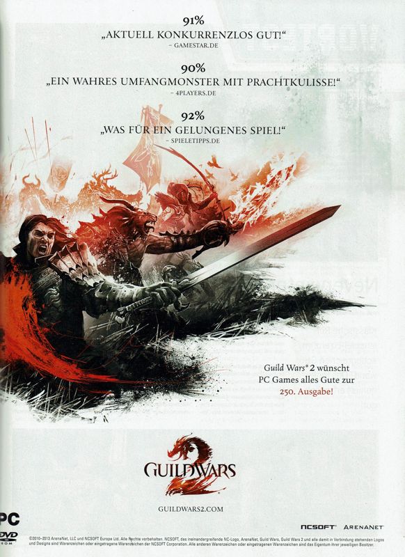 Guild Wars 2 Magazine Advertisement (Magazine Advertisements): PC Games (Germany), Issue 06/2013