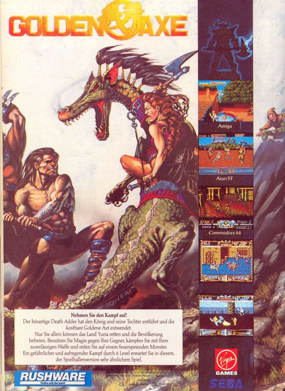 Golden Axe Magazine Advertisement (Magazine Advertisements): ASM (Germany), Issue 01/1991