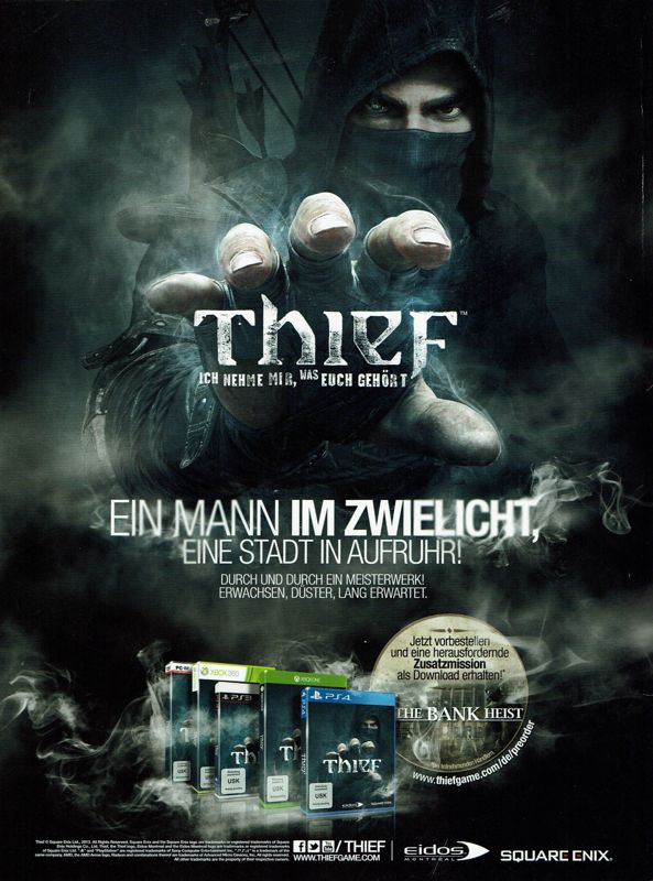 Thief Magazine Advertisement (Magazine Advertisements): PC Games (Germany), Issue 01/2014