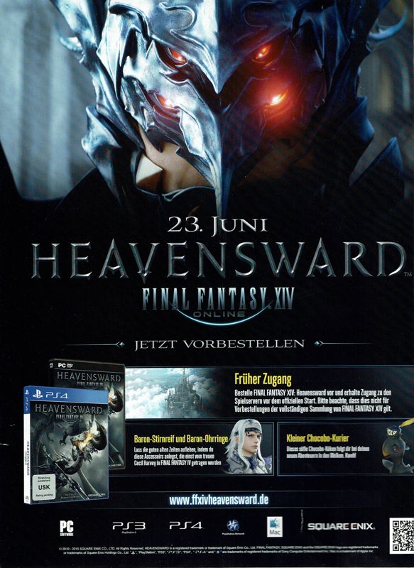 Final Fantasy XIV Online: Heavensward Magazine Advertisement (Magazine Advertisements): PC Games (Germany), Issue 05/2015