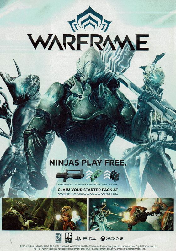 Warframe Magazine Advertisement (Magazine Advertisements): PC Games (Germany), Issue 09/2016