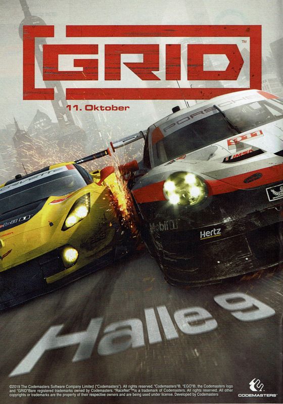GRID Magazine Advertisement (Magazine Advertisements): PC Games (Germany), Issue 08/2019