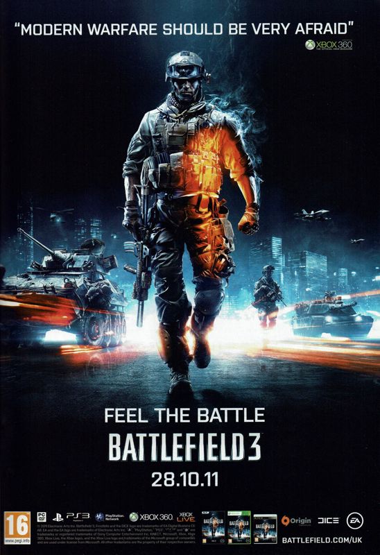 Battlefield 3 Magazine Advertisement (Magazine Advertisements): PC Gamer (UK), Issue 233 (December 2011)