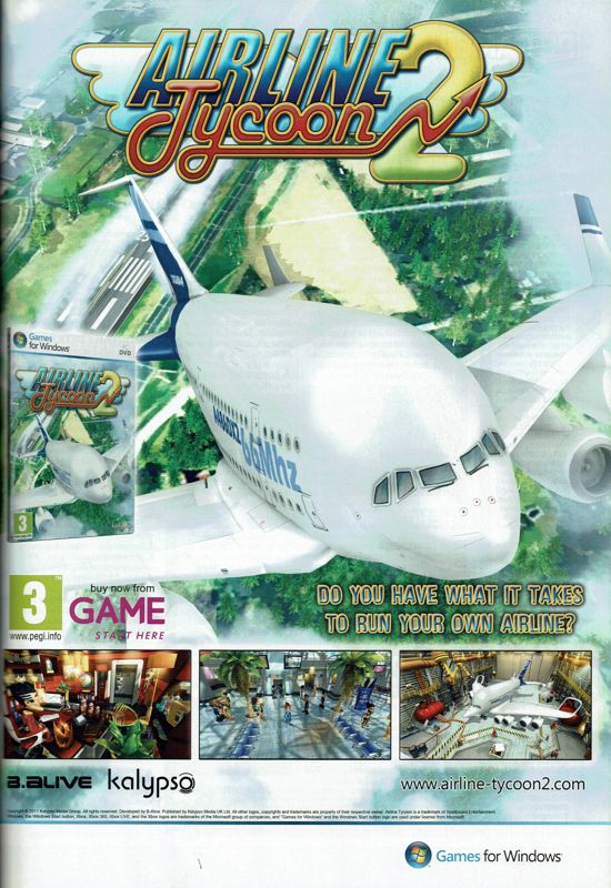 Airline Tycoon 2 Magazine Advertisement (Magazine Advertisements): PC Gamer (UK), Issue 234 (Christmas 2011)