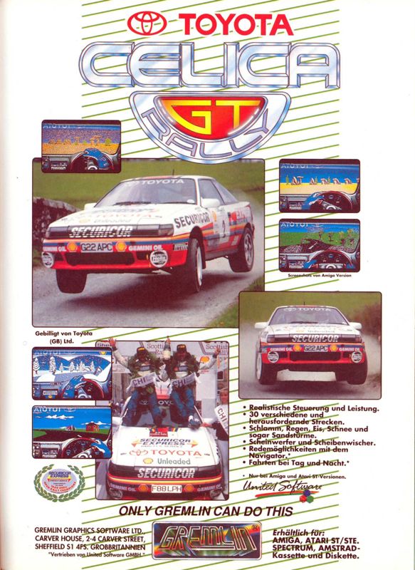 Toyota Celica GT Rally Magazine Advertisement (Magazine Advertisements): ASM (Germany), Issue 01/1991