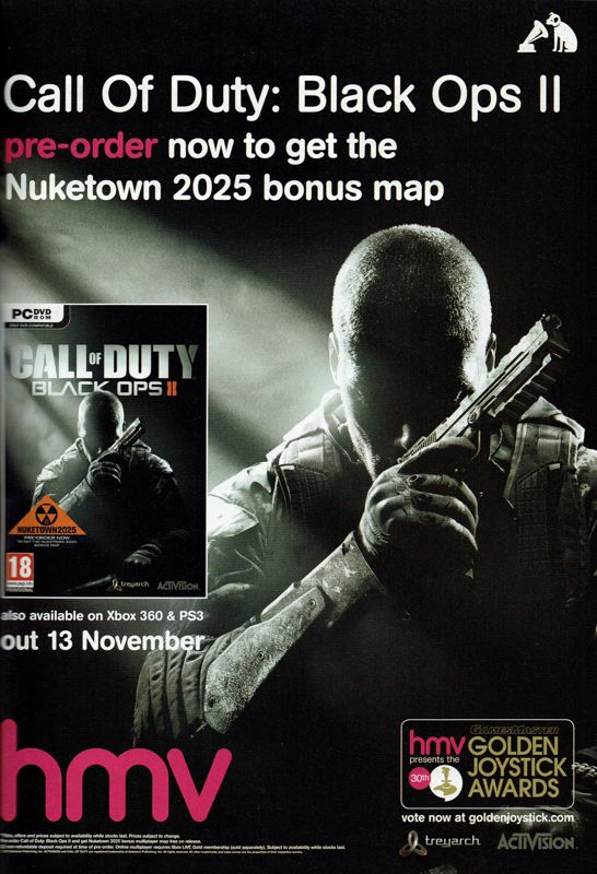 Call of Duty: Black Ops II Magazine Advertisement (Magazine Advertisements): PC Gamer (UK), Issue 246 (December 2012)