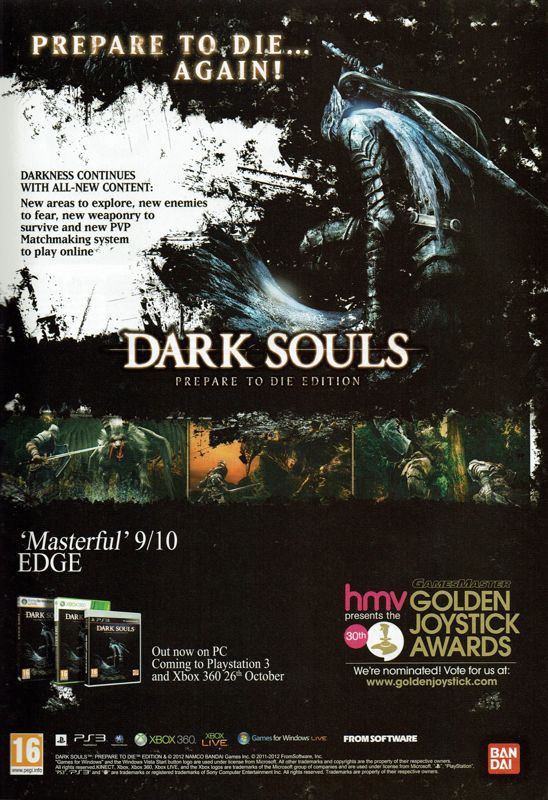 Dark Souls: Prepare to Die Edition Magazine Advertisement (Magazine Advertisements): PC Gamer (UK), Issue 246 (December 2012)
