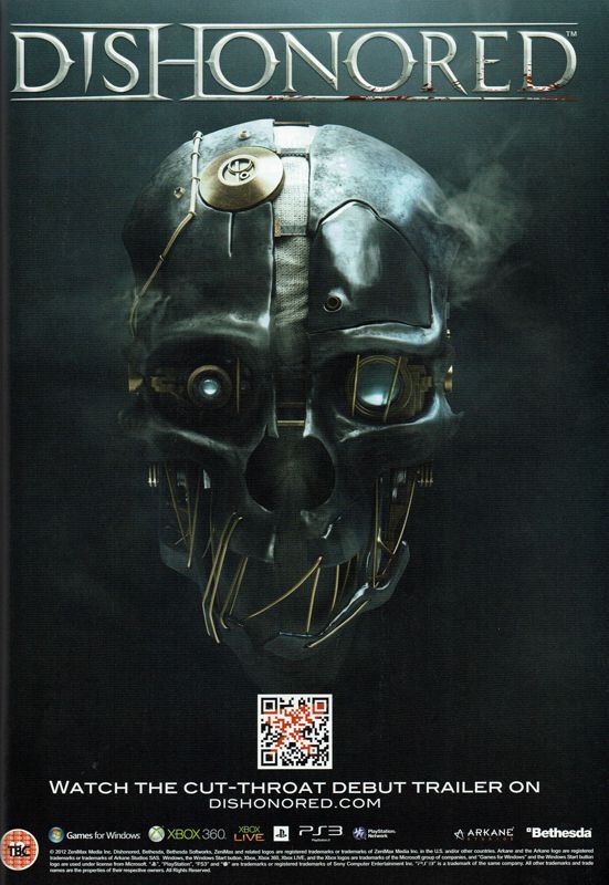 Dishonored Magazine Advertisement (Magazine Advertisements): PC Gamer (UK), Issue 240 (June 2012)