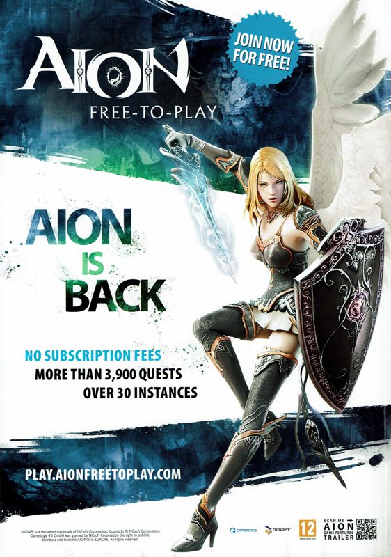 Aion Magazine Advertisement (Magazine Advertisements): PC Gamer (UK), Issue 240 (June 2012)
