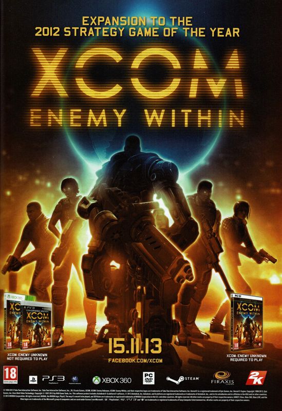 XCOM: Enemy Within Magazine Advertisement (Magazine Advertisements): PC Gamer (UK), Issue 260 (Christmas 2013)